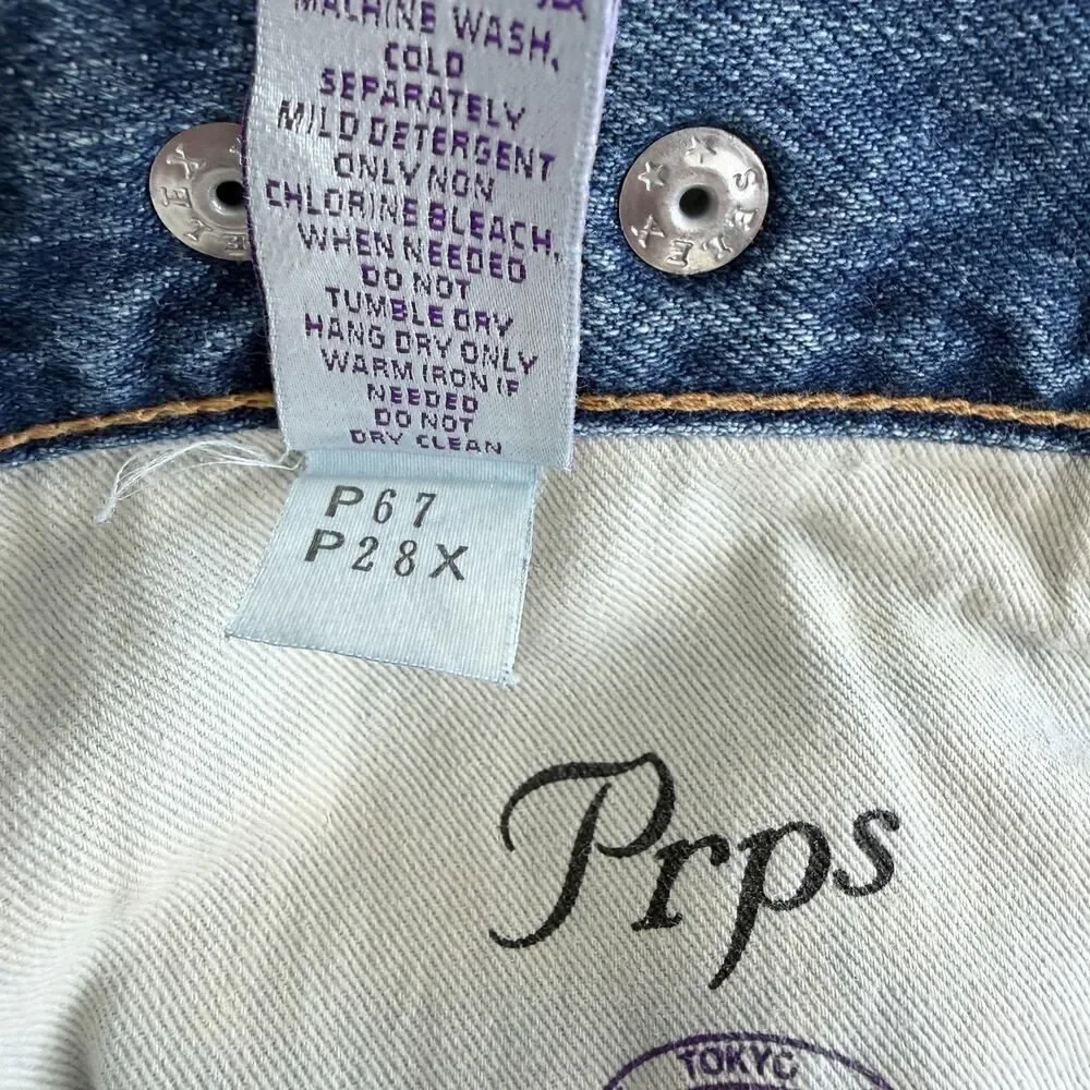 PRPS Jeans Mens 33x35 Distressed Barracuda Fade Whisker Button Fly Made In Japan